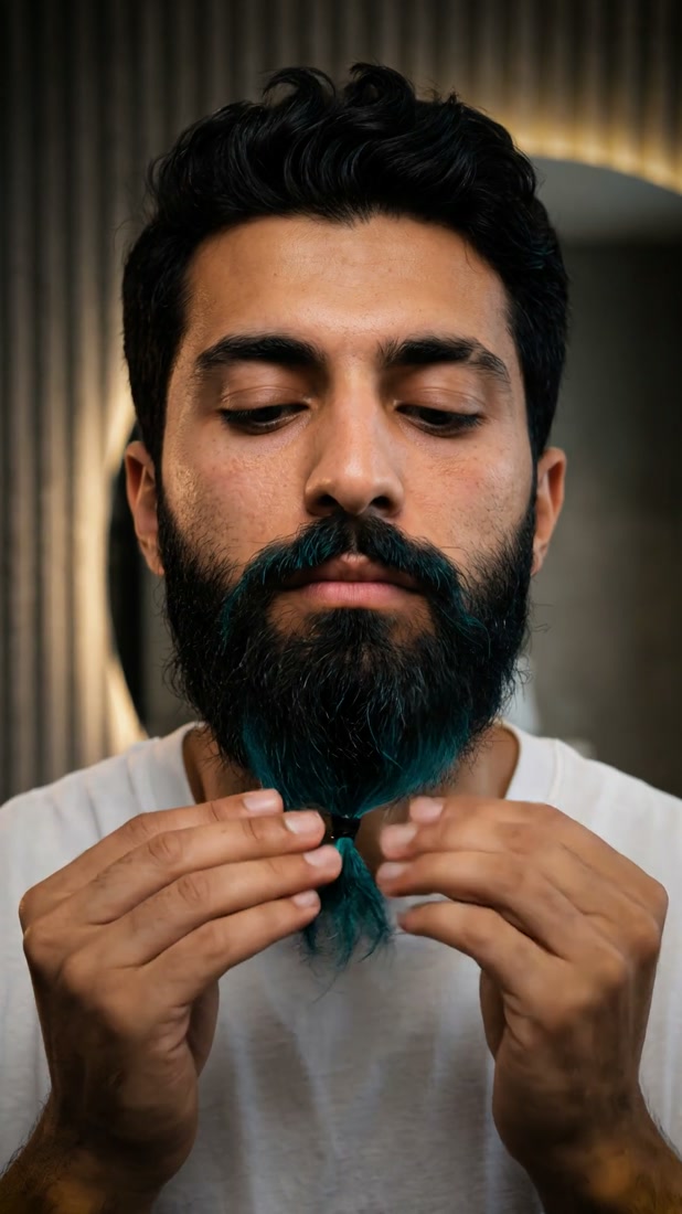 Film still — Kaan, beard close-up