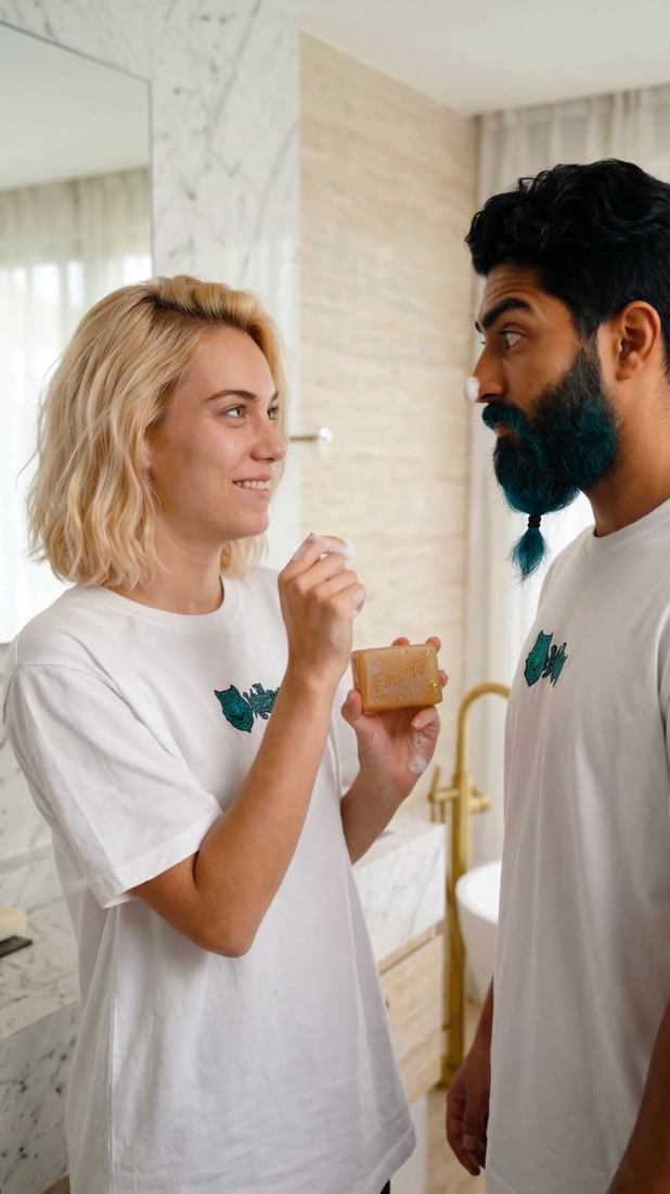Film still — Ayla & Kaan at the mirror