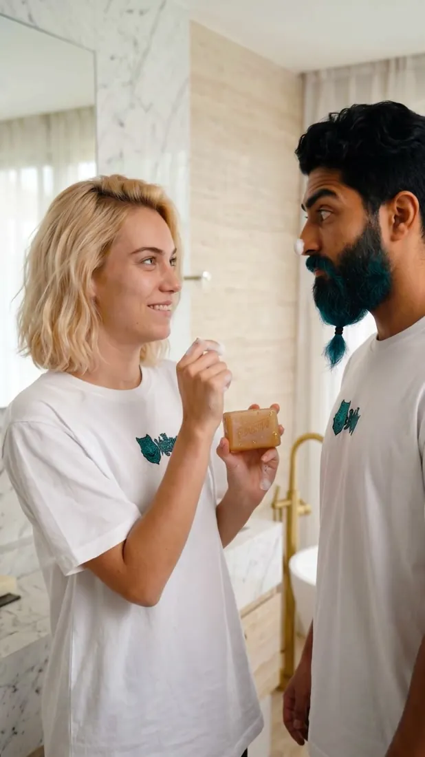 Film still — Ayla & Kaan at the mirror