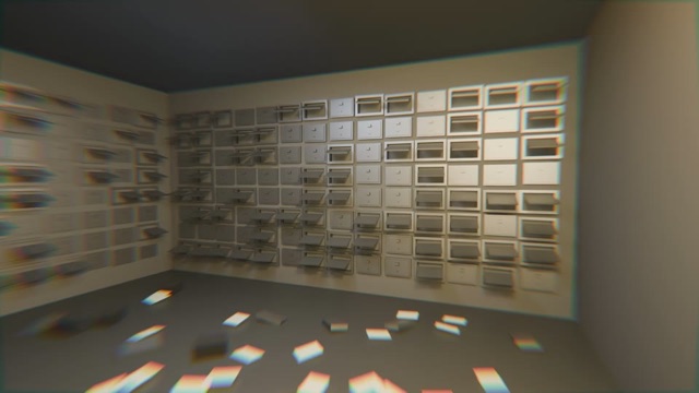 3D scene — the ransacked vault room aftermath