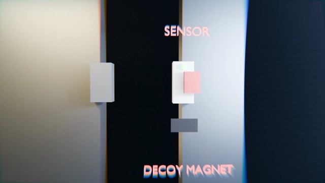 3D scene — sensor versus decoy magnet