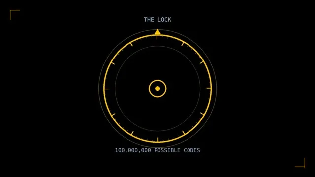 Motion graphic — the lock, 100,000,000 possible codes