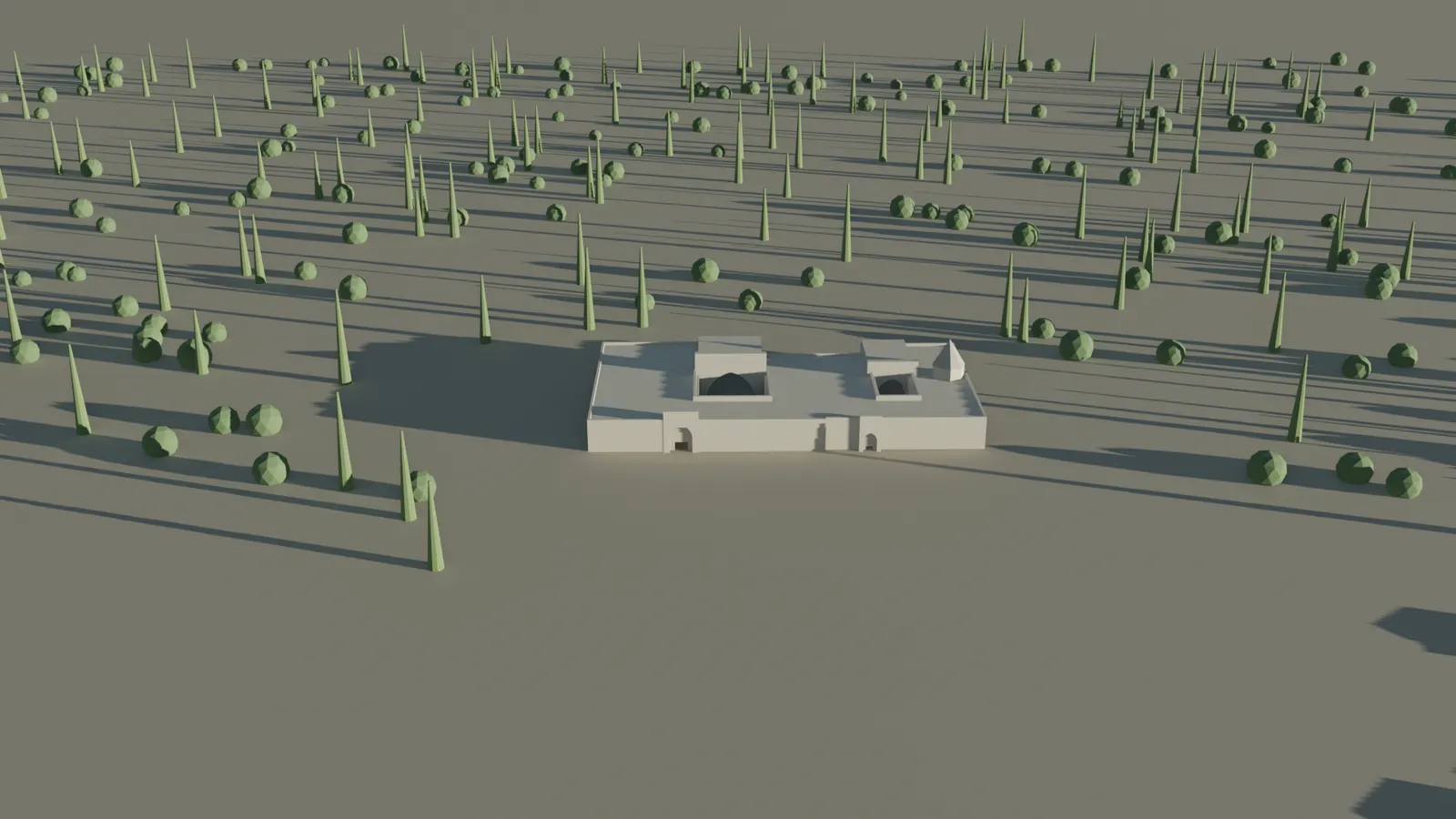 From the south, high — Model