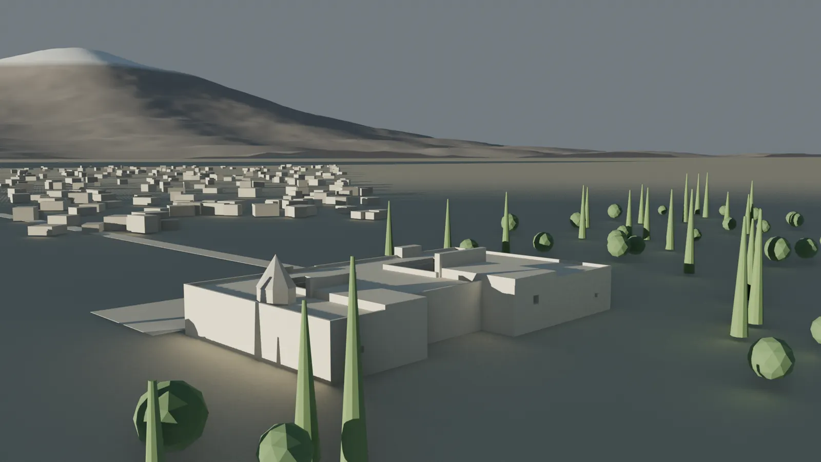From the northeast, Erciyes behind — Model