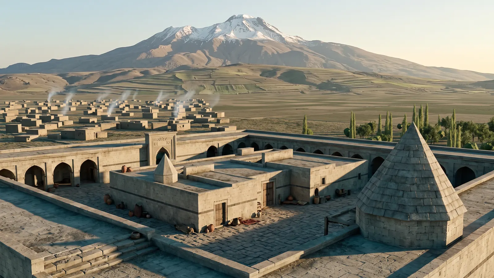 From the northeast, Erciyes behind — Raw AI