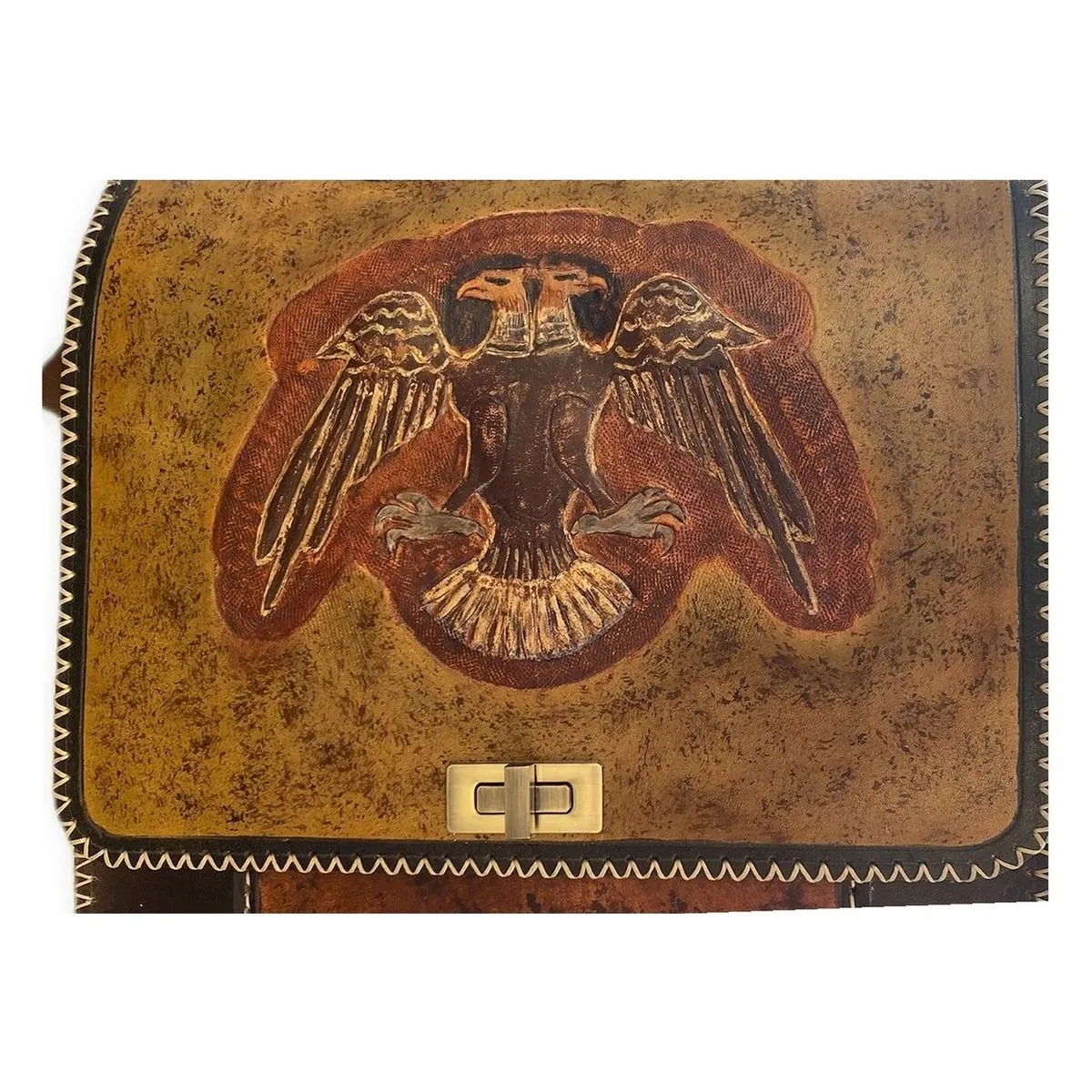 Double-Eagle Satchel — handmade Seljuk-tooled full-grain Anatolian leather