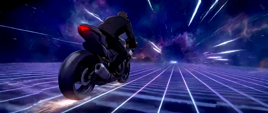 AI anime music video — the neon-grid ride